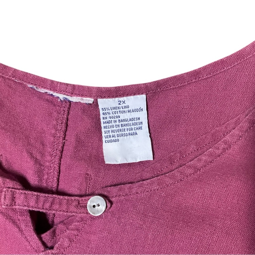 πβ Womenβs Pink Linen Maxi Dress Sz 2X Adjustable Waist Pockets Lightweight - Picture 6 of 9